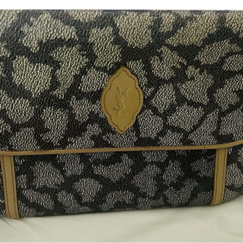 Yves Saint Laurent Black and Tan Laptop Bag with Elegant Design